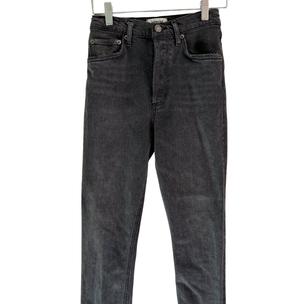 AGOLDE Charcoal Gray High Rise Straight Leg Jeans Size 24 Premium Denim